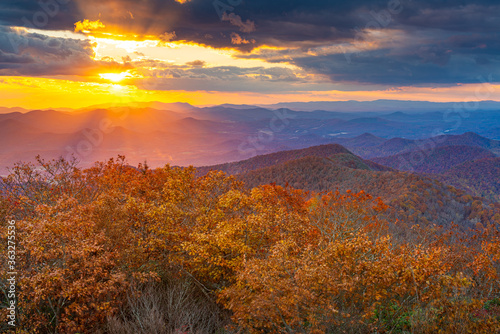 Blue Ridge Mountains at Sunset in North Georgia photo