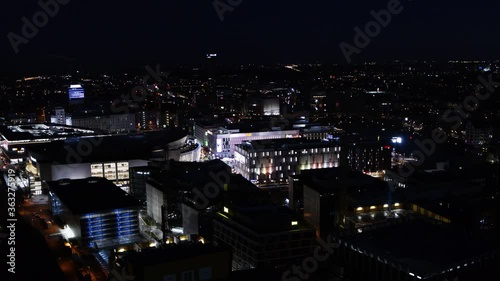 Mood shot aerial over berlin with skyscrapers and the Fernsehturm, TV tower, Ostkreuz photo