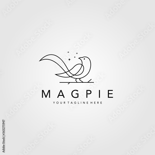 line art magpie bird logo vector symbol illustration design