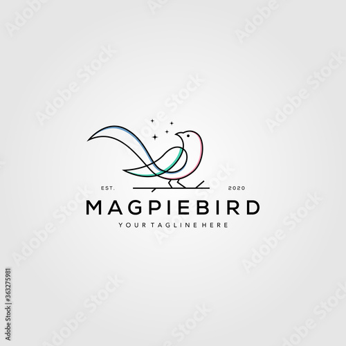 line art magpie bird logo vector symbol illustration design