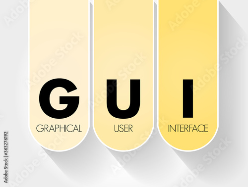 GUI - Graphical User Interface acronym, technology concept background