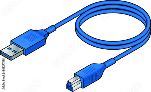 A USB (universal serial bus) cable. USB 3.0 type A to B.