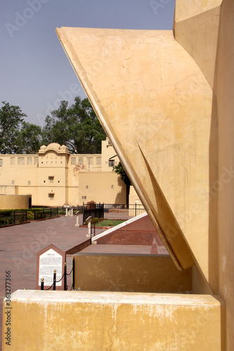 Jaipur, India_2010. Jantar Mantar in an astronomic observation site. Jantar Mantar is UNESCO World Heritage site. laghu samrat yanta which was then used to calculate time. Astronomical instrument. photo