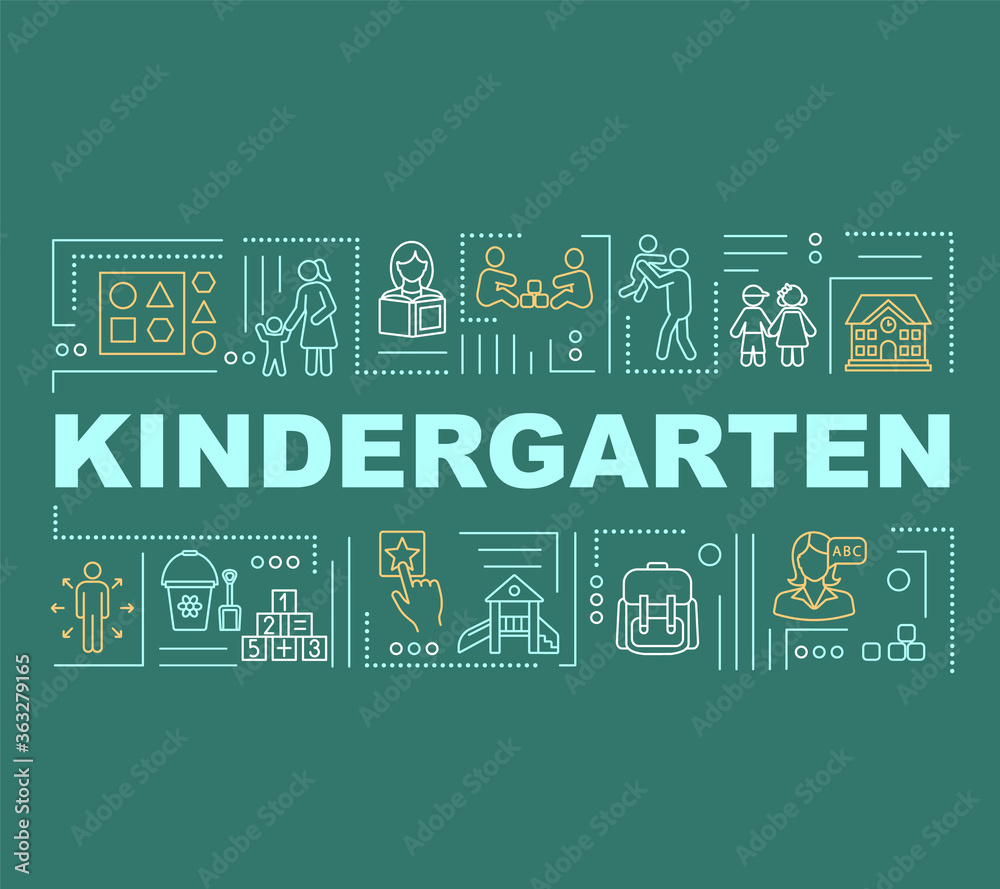 Toddlers kindergarten word concepts banner. Early childhood education ...