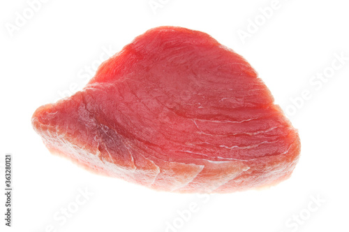 Fresh Fillet of Tuna. Raw fish meat - steak isolated on white background. Studio shot