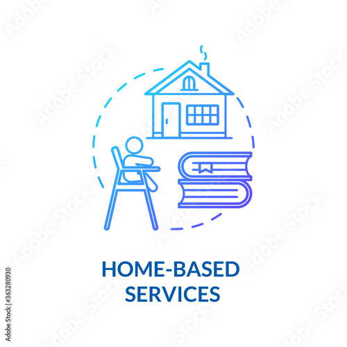 Daycare homebased services concept icon. Children development. Preschool teacher. Home babysitter and educator idea thin line illustration. Vector isolated outline RGB color drawing