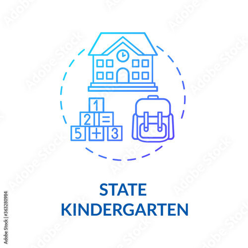 Children state kindergarten concept icon. Toddlers care and development. Preschoolers. Early childhood education idea thin line illustration. Vector isolated outline RGB color drawing