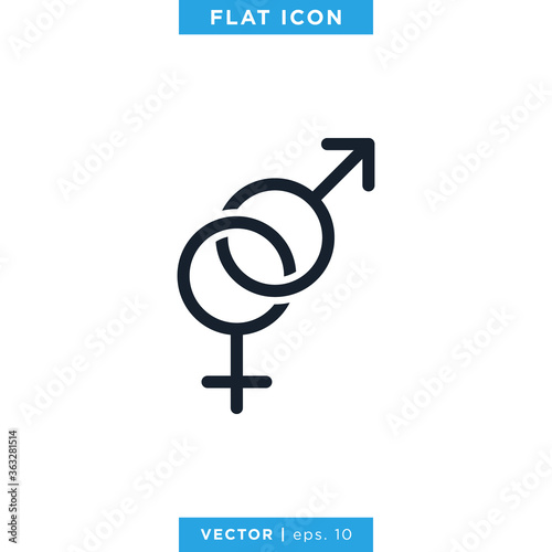 Gender Icon, Male And Female Sex Symbol Vector Design Template
