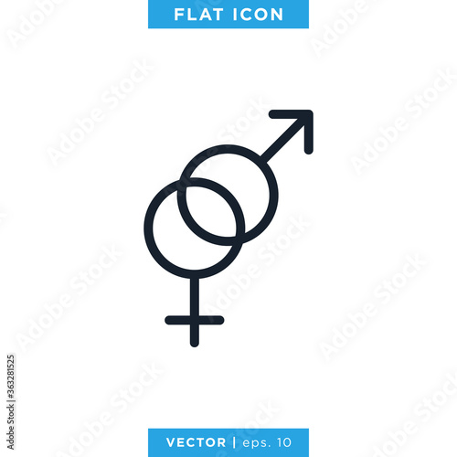 Gender Icon, Male And Female Sex Symbol Vector Design Template