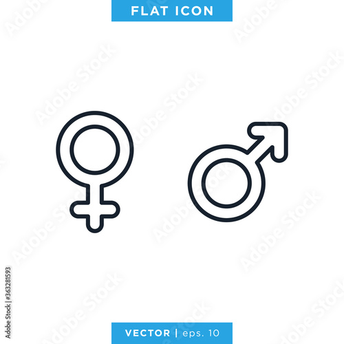 Gender Icon, Male And Female Sex Symbol Vector Design Template