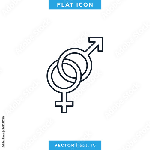 Gender Icon, Male And Female Sex Symbol Vector Design Template