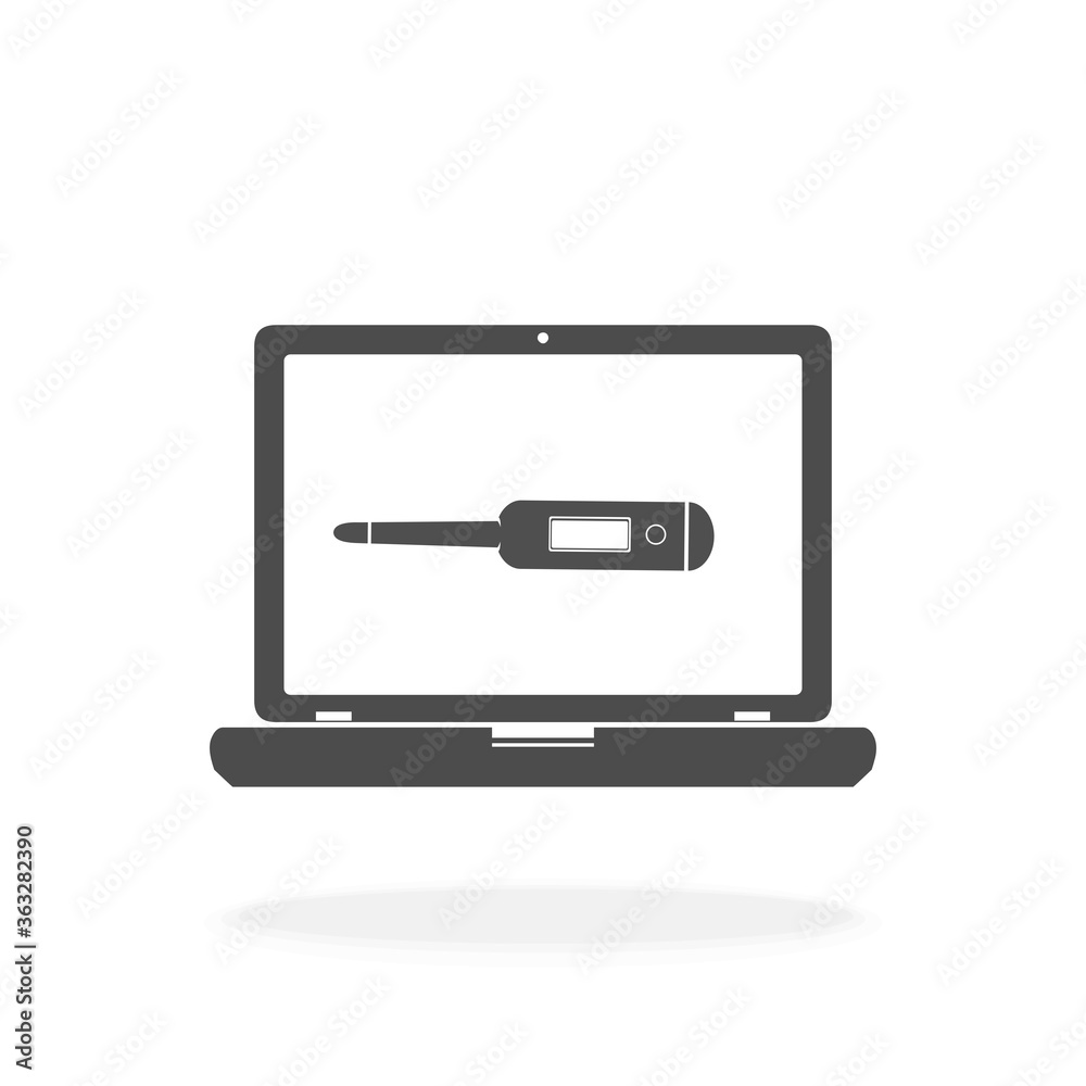 Online Health Exam Checkup - Black Silhouette Vector Icon Illustration Sign Symbol Online Health Exam Checkup - Black Silhouette Vector Icon Illustration Sign Symbol