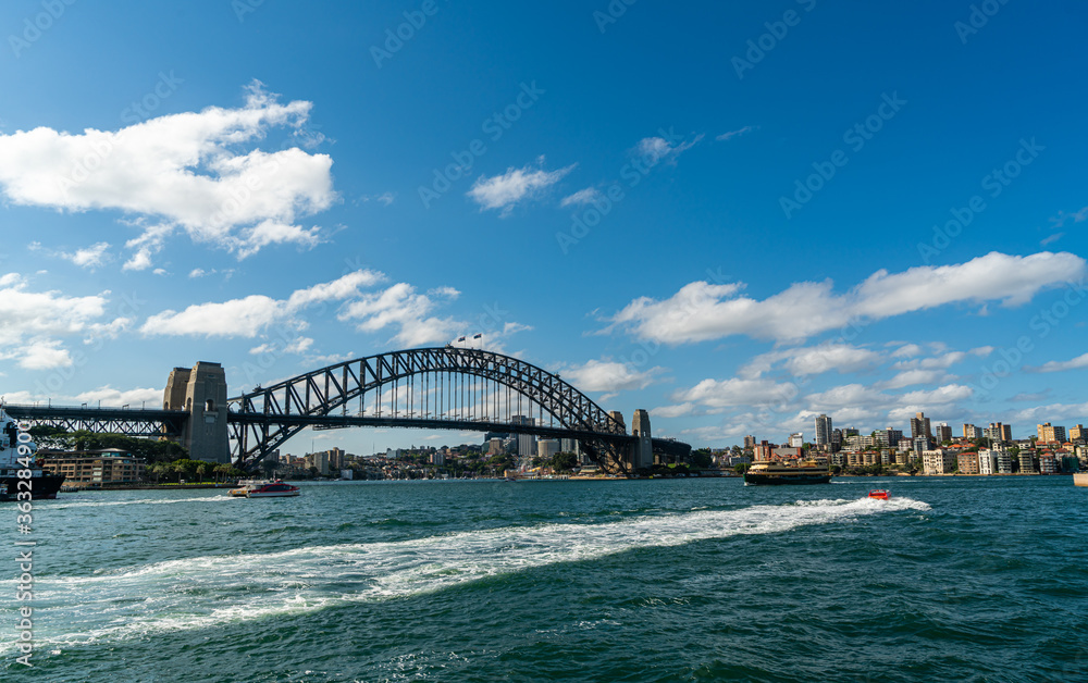 Naklejka premium view of sydney harbour bridge from Circular Quay in Sydney, Australia