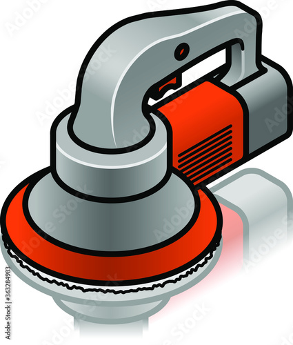 An electric polisher on a polished reflective surface.