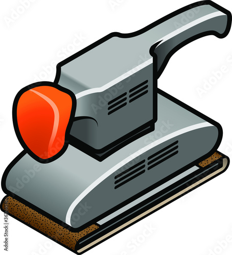 An electric sander loaded with a piece of sand paper.