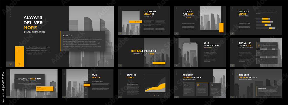 Modern powerpoint presentation templates set. Use for modern keynote presentation background, brochure design, website slider, landing page, annual report, company profile.