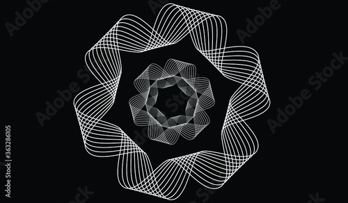 Abstract fractal background,White Wave Illustration on Black Background,Vector abstract fractal.