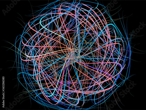 Ribbon flow color swirl strokes. Wave sea isolated random lines. Wires as hair beam sheaf