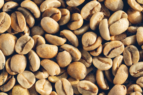 White coffee beans, close up background