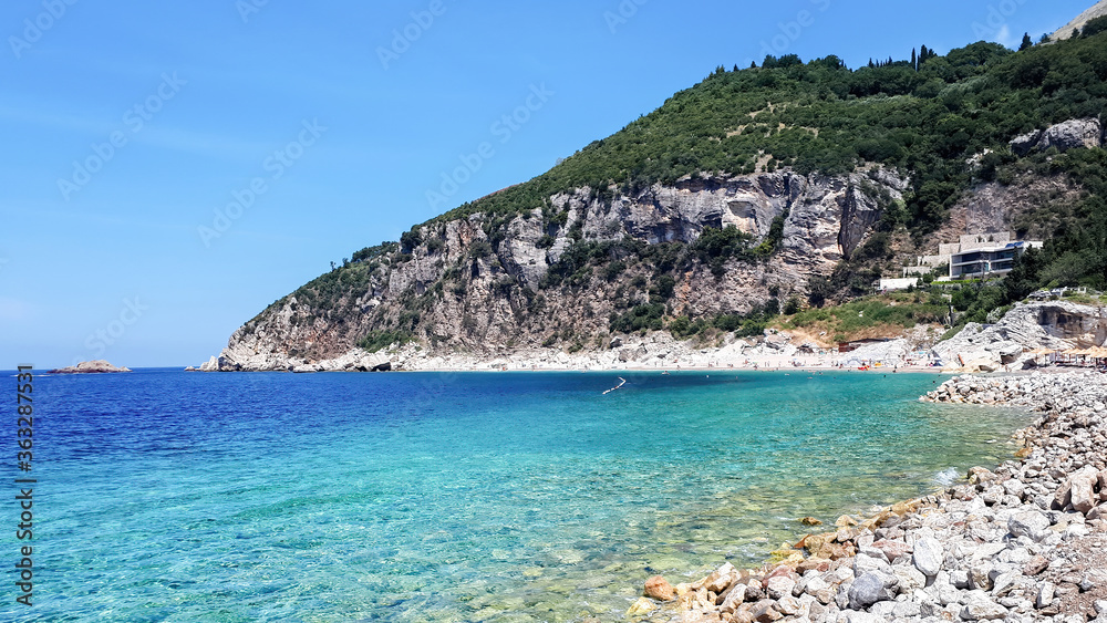 Adriatic sea coast in Petrovac, Montenegro