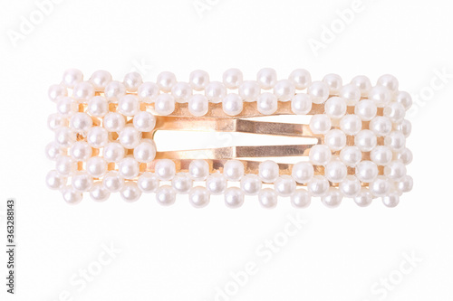 Gilded hair clip with pearls photo