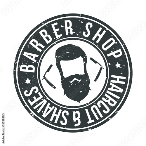 Barber Shop Haircut & Shaves Badge Logo.