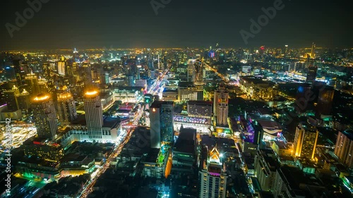 Wallpaper Mural Day to night time lapse of Bangkok city downtown and road traffic at sunset in Thailand , Cityscape Torontodigital.ca