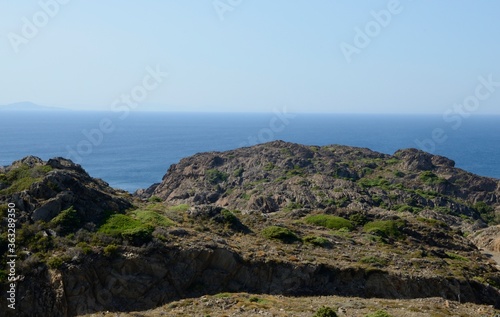 Rocky field at sea border in Costa Brava, Spain