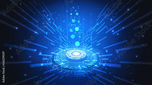 Abstract user HUD interface from glowing futuristic elements. High-tech digital network, communications, high technology.