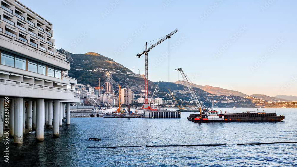Working process near the sea coast in Monaco