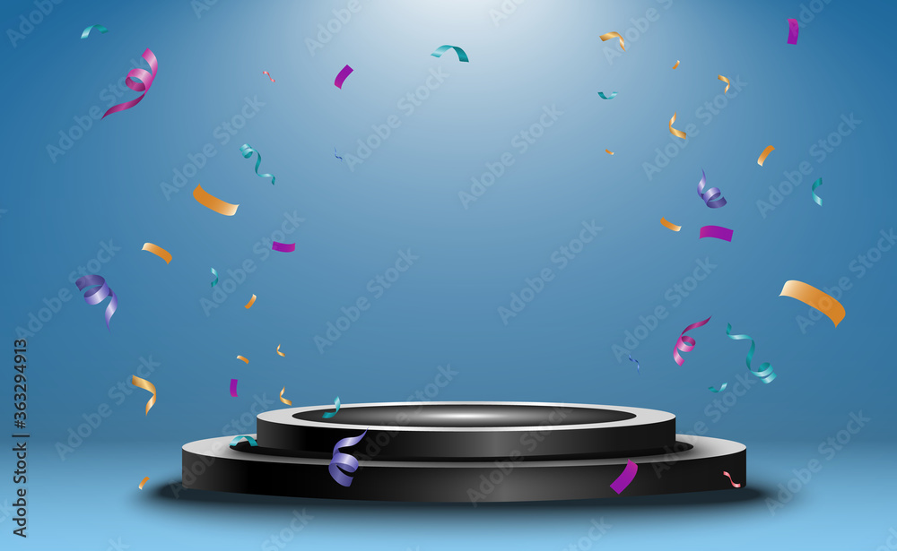 Winner background with signs of first, second and third place on a ...