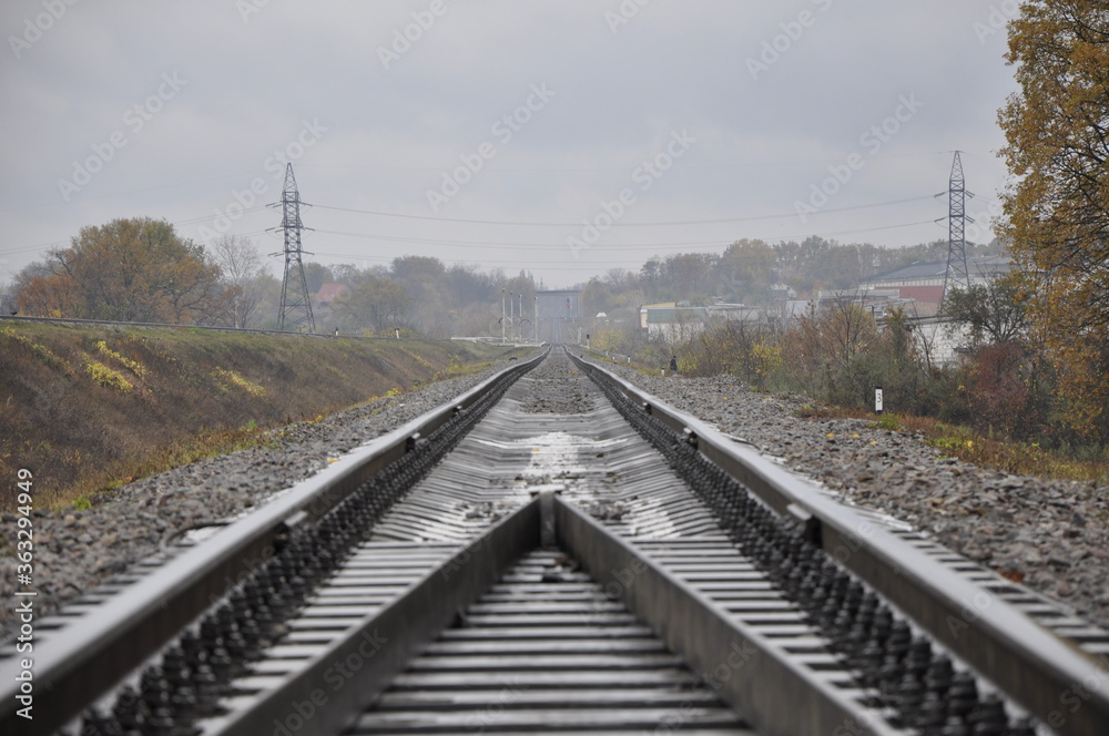 railway in the autumn 