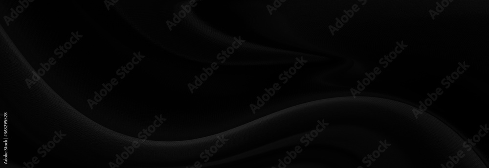 Black gray satin dark fabric texture luxurious shiny that is abstract silk cloth panorama background with patterns soft waves blur beautiful. Black gray satin dark fabric texture luxurious shiny that is abstract silk cloth panorama background with patterns soft waves blur beautiful.