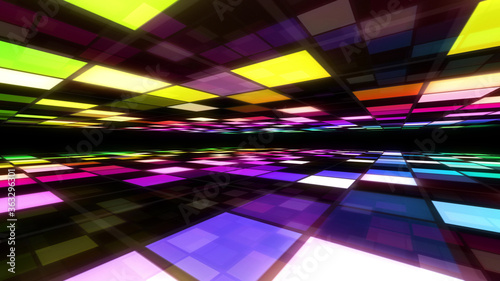 Disco Dance Floor Room illumination Square Light Panel abstract 3D illustration background