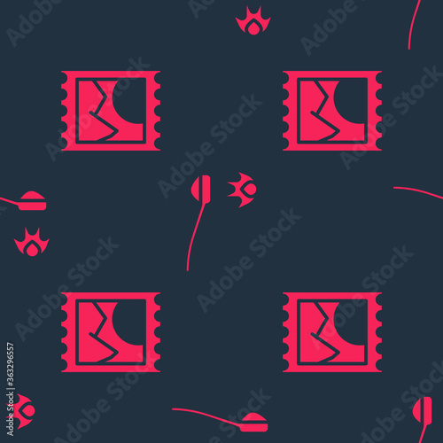 Set LSD acid mark and Heroin in a spoon on seamless pattern. Vector.