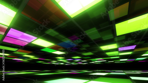 Disco Dance Floor Room illumination Square Light Panel abstract 3D illustration background