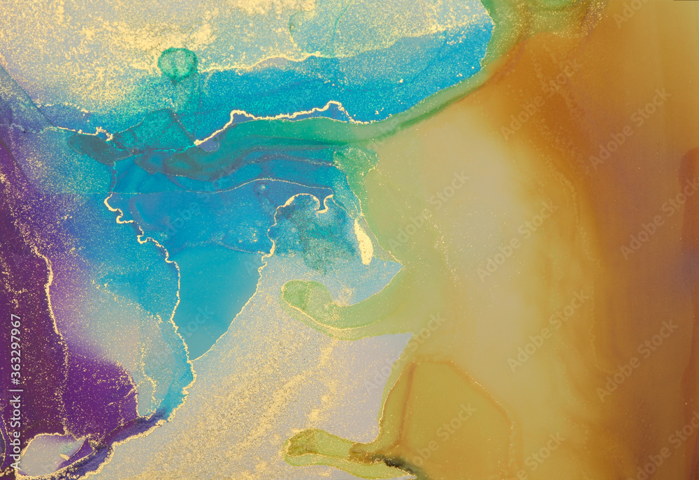 Naklejka premium Abstract painting blots background. Alcohol ink colors. Marble texture.