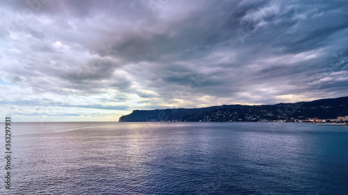 oastline of Mediterranean sea in Savona, Italy © frimufilms