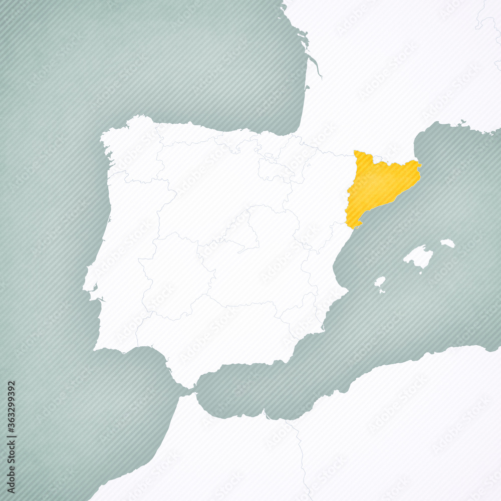 Obraz premium Mapa Półwyspu Iberyjskiego - Katalonia