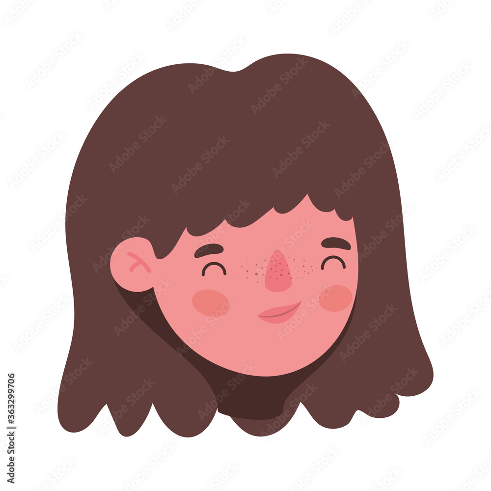 Girl head cartoon design, Kid childhood little people lifestyle casual person cheerful and cute theme Vector illustration