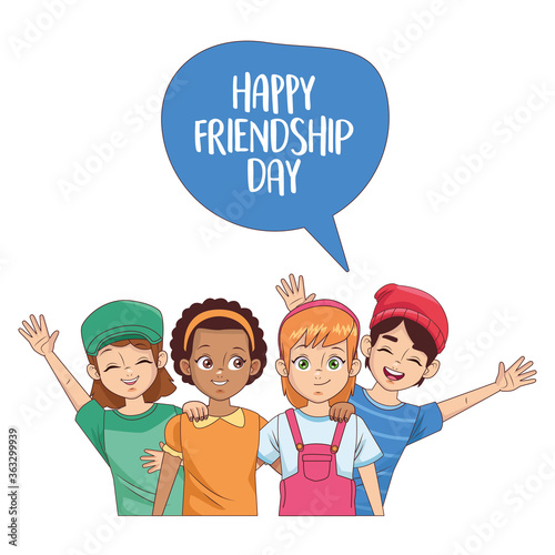 happy friendship day celebration with group of kids