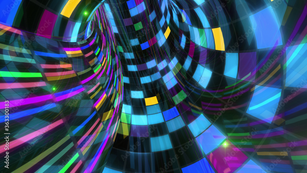 Disco Dance Tunnel illumination Square Light Panel abstract 3D illustration background. Disco Dance Tunnel illumination Square Light Panel abstract 3D illustration background.
