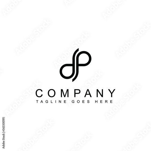 Ilustration vector graphic of Mockup logo DP letter monogram, offset thin line style, overlapping design element, D and P pair symbol, linear emblem template