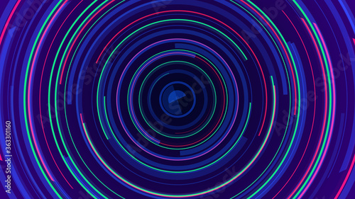 Circle neon lines technology Hi-tech blue background. Abstract graphic digital future concept design.