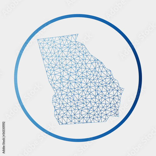 Georgia icon. Network map of the US state. Round Georgia sign with gradient ring. Technology, internet, network, telecommunication concept. Vector illustration.