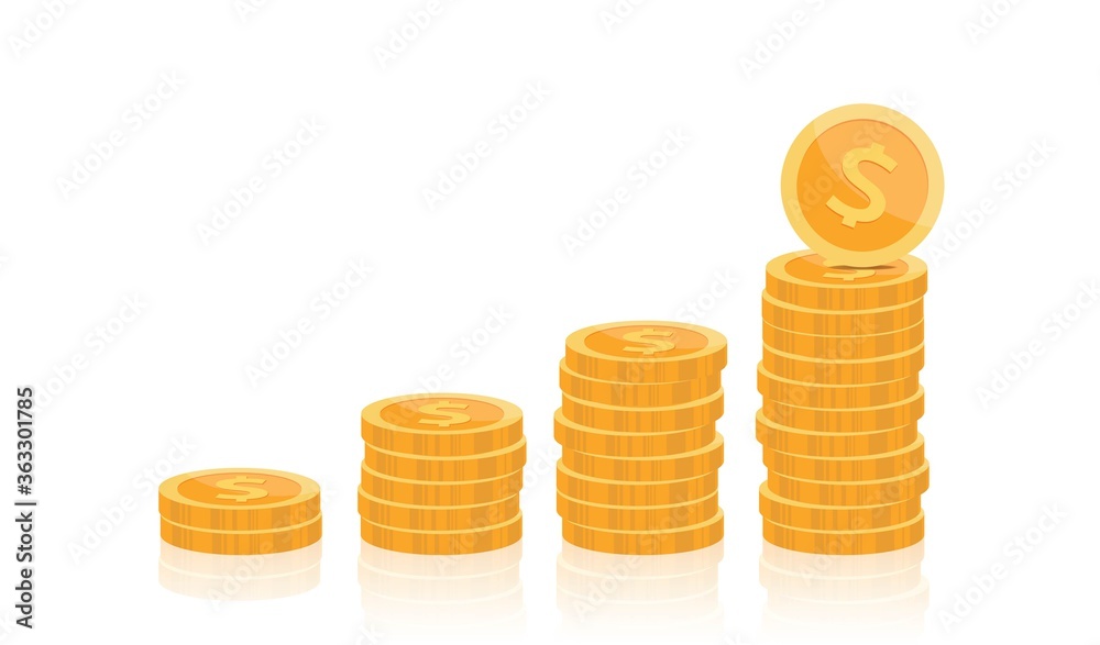 Stack of gold coin with reflect, Vector illustration. Stack of gold coin with reflect, Vector illustration.