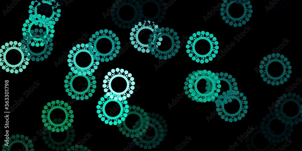 Dark green vector backdrop with virus symbols. Dark green vector backdrop with virus symbols.
