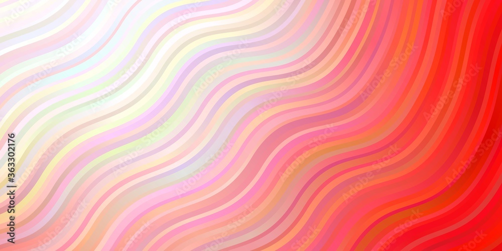 Light Red vector background with curved lines. Colorful illustration in abstract style with bent lines. Pattern for booklets, leaflets.
