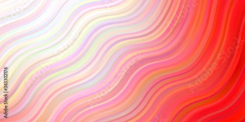 Light Red vector background with curved lines. Colorful illustration in abstract style with bent lines. Pattern for booklets, leaflets.