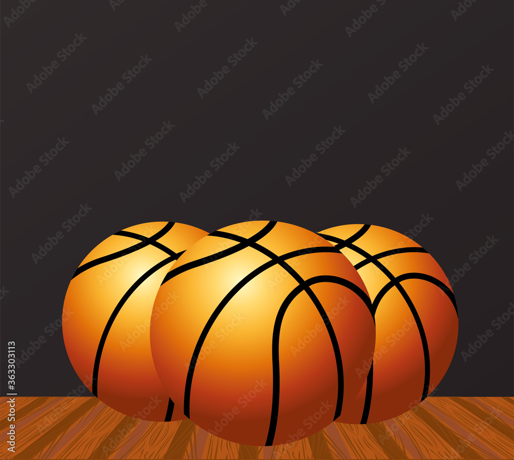 Fototapeta premium basketball sport poster with balloons